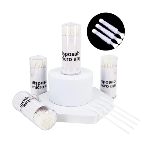 Miniatura 9 de i-Laesh 200 piezas de cepillos micro de punta media - Microhisopos para extensiones de pestañas - Cepillos aplicadores micro - Hisopos de algodón