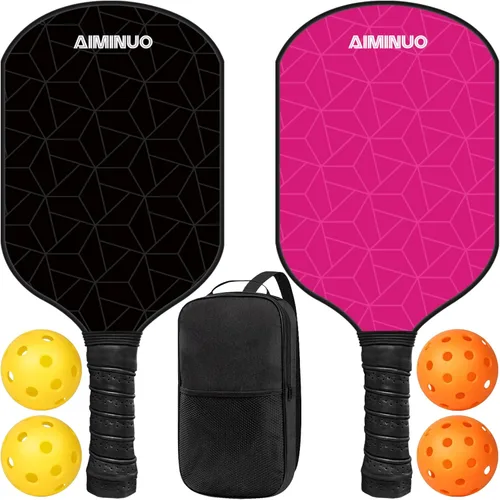 Miniatura 16 de Palas de pickleball de fibra de vidrio, juego de paletas de pickleball ligeras de 0.63 pulgadas para hombres, mujeres, niños, interiores y exteriores