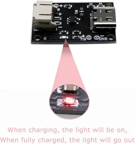 Miniatura 3 de Treedix 2 unids tipo C USB LiPo cargador de batería Junta sin batería con enchufe JST con indicador LED Tasa de carga ajustable automático apagado