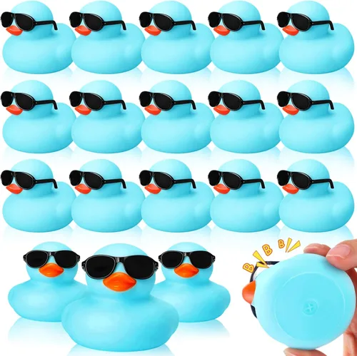 Miniatura 10 de Sosation 36 Paquetes de Patitos de Goma Mini con Juego de Gafas de Sol de 2.2 Pulgadas, Patitos de Goma Chistosos y Sonorosos para Baño, Flotadores