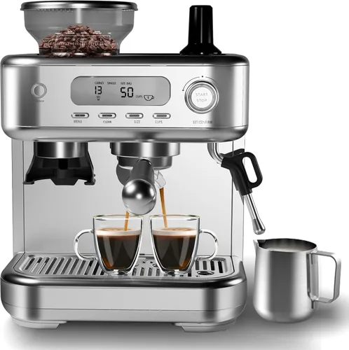 Miniatura 9 de Garvee Máquina de café expreso con molinillo, cafetera profesional de 20 bar con espumador de leche, varita de vapor para capuchino, latte