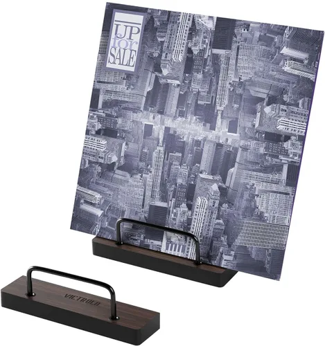 Miniatura 3 de Victrola The Shelf - Expositores de discos de vinilo - Muestra tu álbum de arte favorito, juego de 2, con detalles de metal negro, montaje en pared