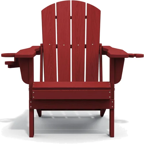 Miniatura 11 de SERWALL Silla Adirondack con portavasos – Juego de 2 sillas Adirondack compuestas para exteriores de polietileno de alta densidad para todo