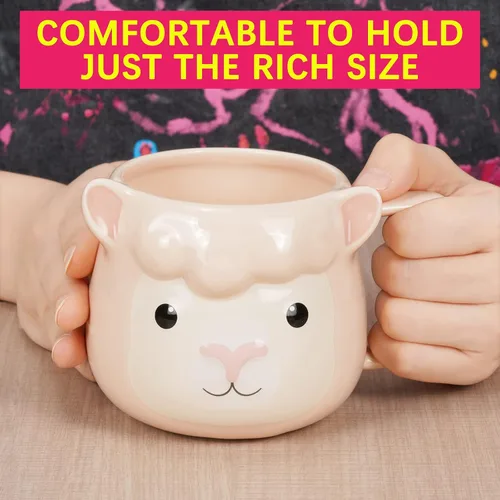 Miniatura 6 de Taza de Café de Cerámica ToCooTo de 14 oz con Diseño de Llama, Taza de Café 3D de Porcelana para Té, Taza de Noveldad para Mujeres, Regalos