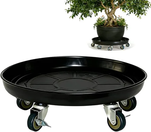 Miniatura 12 de SIAMO Carrito de plantas resistente de 14 pulgadas (capacidad de 400 libras), ruedas giratorias con cerradura antiarañazos, platillo rodante