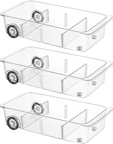 Miniatura 7 de Contenedores organizadores de refrigerador con ruedas, paquete de 2 organizadores extraíbles de refrigerador y almacenamiento, cajón de refrigerador