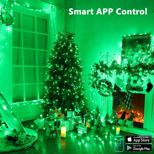 Miniatura 6 de Brizled - Luces de Navidad inteligentes, 66 pies / 20 metros, 200 luces LED que cambian de color para árbol de Navidad con control por aplicación