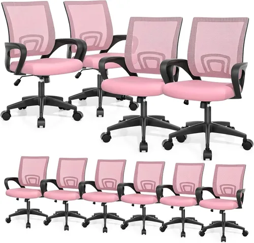 Miniatura 13 de Magshion Silla ergonómica de escritorio de oficina, silla de computadora de malla con respaldo medio, silla giratoria con respaldo transpirable