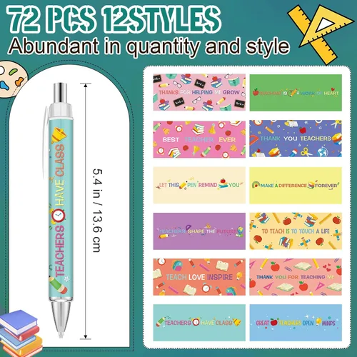Miniatura 2 de Jutom 72 bolígrafos retráctiles de tinta negra para profesores, regalos de agradecimiento para profesores, regalos de agradecimiento