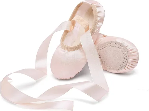 Stelle Zapatos de ballet para niñas pequeñas, zapatillas de ballet de saténpurpurina para bailar (bebépequeñoniños grandes)