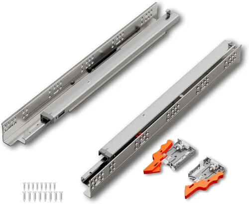 TOUCH Diapositivas de cajón de montaje inferior, apertura a presión (1 par, 9 pulgadas 9.016 in) para panel lateral de 1/2 y 5/8 pulgadas, guía de
