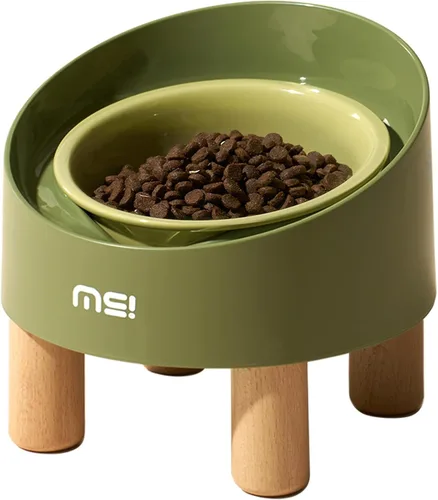Miniatura 7 de MS!MAKE SURE Cuencos ajustables elevados para gatos, Cuencos elevados de cerámica para gatos, Tazón para mascotas con almohadilla de goma SF-Rosa