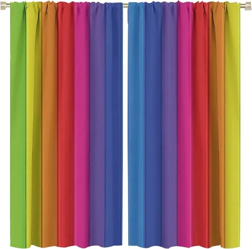 Miniatura 83 de Cortinas opacas abstractas de arco iris, pintura de color arcoíris con gotas, diseño gráfico creativo con bolsillo para barra, para sala de estar