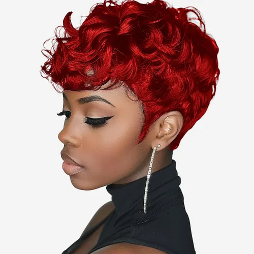 Miniatura 9 de DOcute Peluca gris para personas negras, corte pixie con flequillo, peluca rizada corta para mujeres negras, peluca rizada esponjosa para mujeres