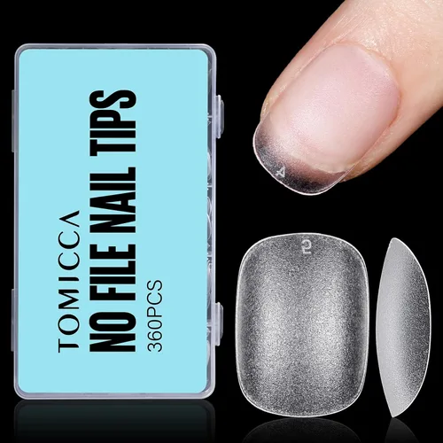 Miniatura 20 de TOMICCA Puntas de uñas extra cortas en forma de ataúd, 240 piezas de uñas postizas acrílicas de cobertura completa para manicura con extensión, 15