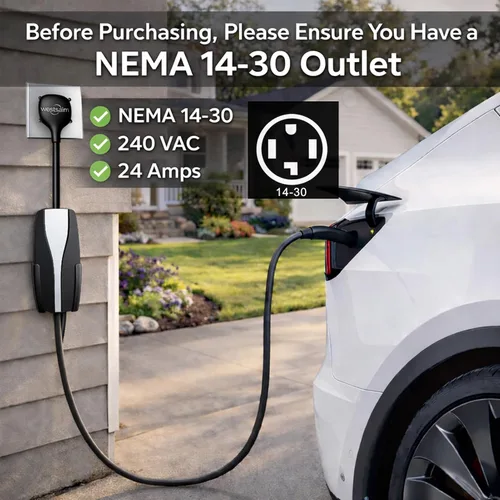 Miniatura 4 de Adaptador para Tesla NEMA 14-30, adaptador de cargador móvil Tesla solo para Gen 2 y 3, enchufe de 240 V y toma de corriente 14-30 a 24 amperios