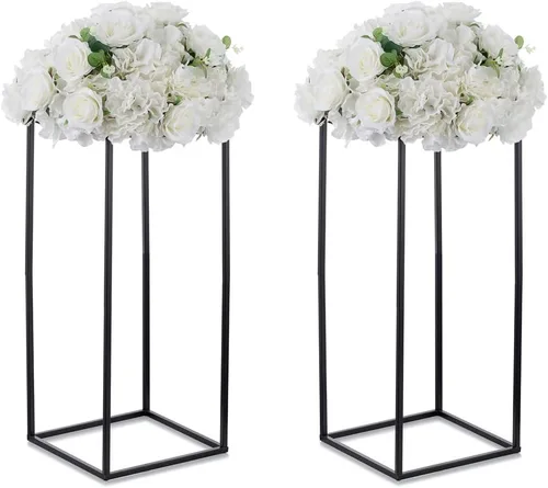 Miniatura 20 de Soporte de pedestal negro para plantas, 2 piezas, soporte de metal para plantas, soporte de flores de 15.75 pulgadas de alto, soporte para flores