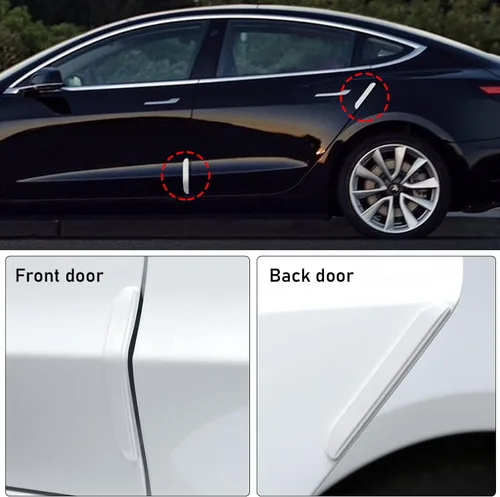 Miniatura 5 de Compatible con Tesla Model 3 Protectores de Bordes de Puerta, 4 Piezas Tiras Anticolisión Blancas para Puertas de Automóvil para Model 3 2017 2018