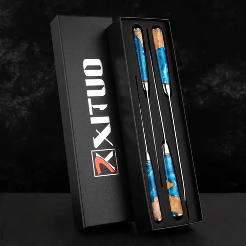 Miniatura 5 de XITUO VG10 Juego de cuchillos de chef japoneses de acero Damasco de 4 piezas, resina azul y mango de madera, cuchillo de chef de 8 pulgadas