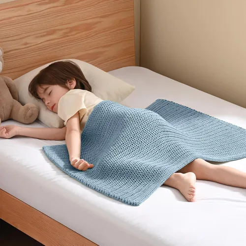 Miniatura 45 de Guohaoi Almohadilla de regazo con peso de punto (beige 20 x 30 pulgadas, 2 libras) sin cuentas, manta con peso refrescante para niños para siesta