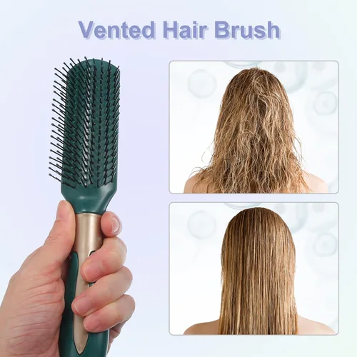 Miniatura 5 de VOCOSTE 1 cepillo de pelo, cepillo desenredante para mujeres y hombres, cepillo de pelo para cabello liso, rizado, largo, corto, seco, verde oscuro