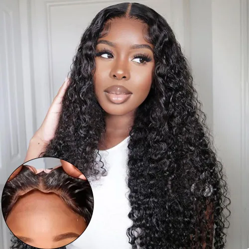 Yuzhou Grace Pelucas de Cierre de Encaje HD 5x5 Sin Pegamento Cabello Humano Pre Desplumadas Pre Cortadas con Banda Elástica Listas para Usar Peluca