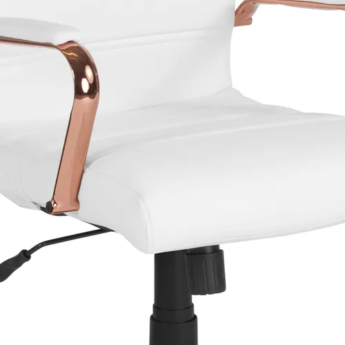 Miniatura 14 de Flash Furniture Whitney - Silla de escritorio giratoria de LeatherSoft de respaldo medio con asiento acolchado y reposabrazos, silla de oficina
