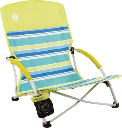 Silla de playa ligera Coleman Utopia Breeze con soporte para tazas, silla portátil y cómoda para exteriores con bolsa de transporte, soporta hasta