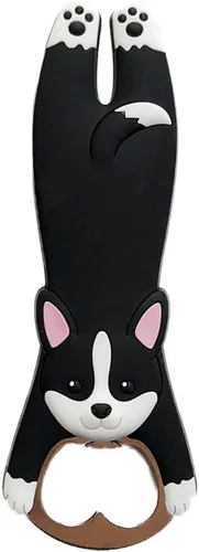 Imán de refrigerador de silicona para abrebotellas de cola de cerveza, camarero, cocina, barware de metal, novedoso, forma divertida (gato negro)