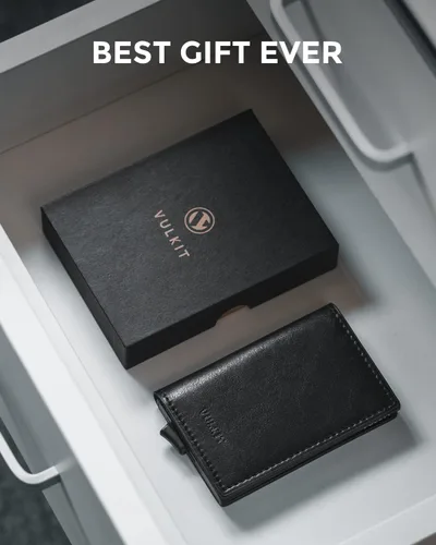 Miniatura 36 de VULKIT Tarjetero RFID Bloqueo de Cuero Automático Pop Up Cartera Aluminio Slim Pocket Tarjeta de Visita