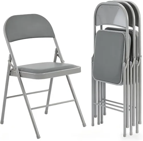 Miniatura 13 de Juego de 2 sillas plegables acolchadas de acrílico apilables portátiles con cojín para actividades al aire libre, reuniones en interiores, salas