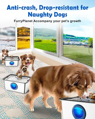 Miniatura 6 de 2026 Fuente de agua grande para perros y gatos SS304, dispensador de bebida para mascotas de 3 galones para perros grandes y múltiples mascotas