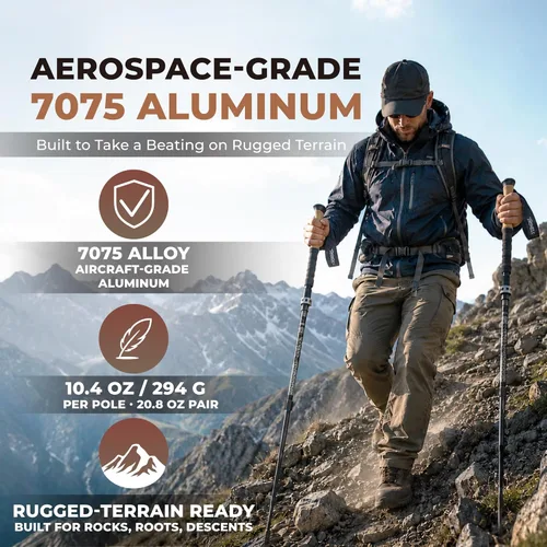 Miniatura 5 de Trekology Trek-Z - Bastones de senderismo y trekking plegables - Soporte de equilibrio para personas mayores, mujeres y hombres, 2 unidades por set