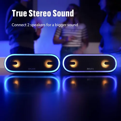 Miniatura 4 de DOSS SoundBox Pro+ P300 parlante Bluetooth con sonido estéreo de 40 W, graves adicionales, impermeable IPX6, emparejamiento TWS, diversos efectos