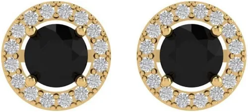 Miniatura 3 de 1.60 quilates brillante de corte redondo halo solitario impecable genuino ónix negro natural piedra preciosa VVS1 ideal par de aretes solitario