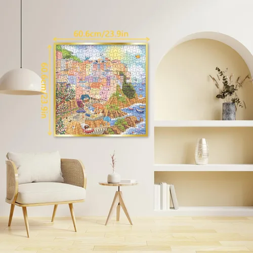 Miniatura 5 de Cinque Terre - Rompecabezas italiano para adultos, rompecabezas de Park City de 1000 piezas, rompecabezas de Florencia Italia para arte de pared
