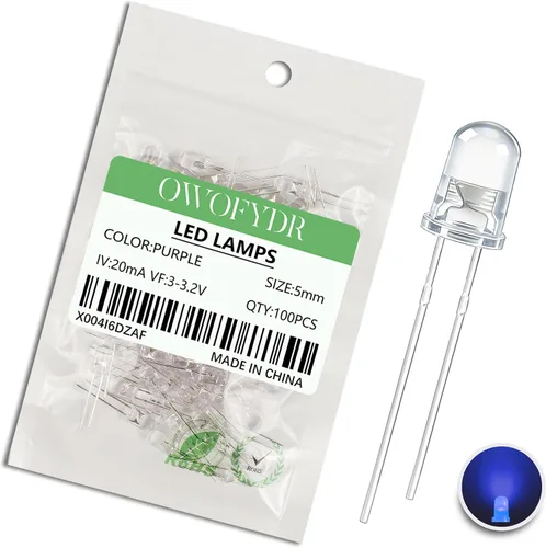 Miniatura 39 de 100 lámpara LED de diodo de luz blanca cálida de 5mm (Lente Transparente Redonda DC 3V 20mA) Bombilla de iluminación, componente electrónico, luz