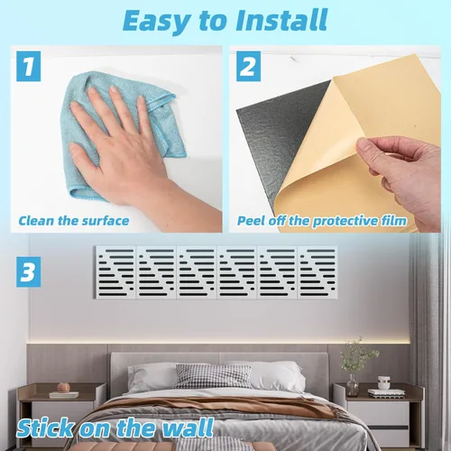 Miniatura 7 de Art3d Paquete de 6 paneles acústicos autoadhesivos insonorizados para pared, diseño de rayas de 16 x 12 pulgadas, bloque de ruido con poliéster