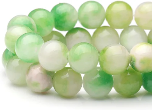 Miniatura 3 de Youngbling Cuentas de piedras preciosas naturales para la fabricación de joyas, cuentas de piedra lisa pulida de jade verde blanco pulido redondo
