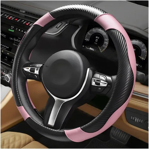 Miniatura 9 de Funda para volante de automóvil, 15 pulgadas, antideslizante, protector de volante de cuero elástico, cómodo, transpirable, deportivo para mujeres