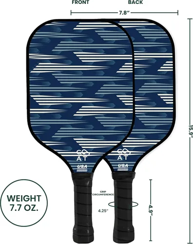Miniatura 2 de Juego de 2 palas de pickleball Goat, incluye 4 bolas para interiores y exteriores y bolsa de viaje, juego de raquetas de pickleball de fibra
