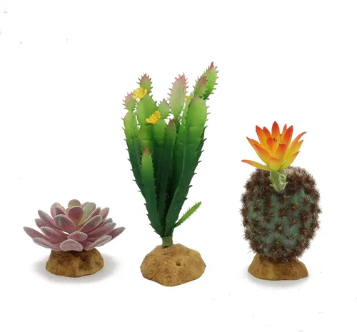 Miniatura 6 de JIHAQUA Plantas de reptiles suculentas, selvas tropicales artificiales del desierto para lagarto barbudo, dragón camaleón, gecko, serpiente, Set 2