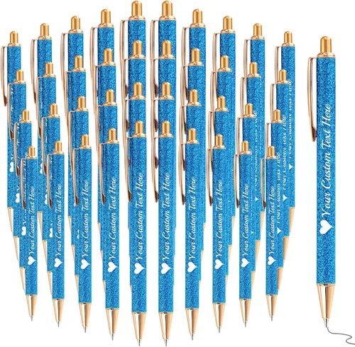 Miniatura 74 de Bolígrafos con purpurina personalizados con nombre, bolígrafos bonitos y bonitos personalizados, bolígrafos retráctiles de tinta negra, suministros