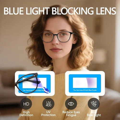 Miniatura 5 de Lentes de mujer con bloqueo de luz azul, lentes para computadora y juegos, con armazón TR90, antifatiga ocular y antirreflejantes UV RF6208 Marrón