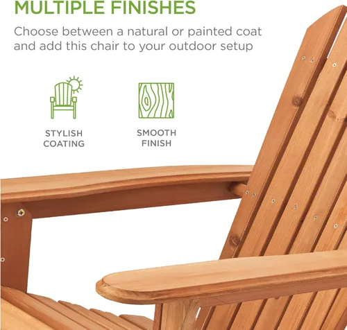 Miniatura 6 de Best Choice Products Silla plegable Adirondack para exteriores, muebles de madera para fogata, para patio, jardín, patio con capacidad