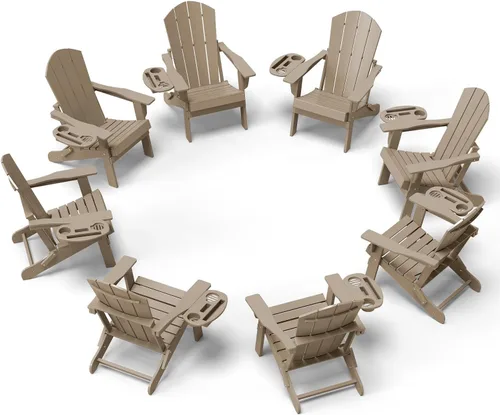 Miniatura 20 de NAVINE Juego de 2 sillas Adirondack plegables de polietileno de alta densidad con portavasos multifuncional, resistente a la intemperie, para Blanco