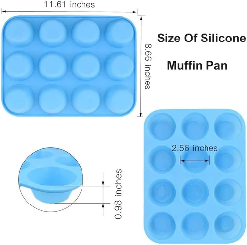 Miniatura 7 de Qtopun Mini molde de silicona para magdalenas, 4 unidades de 24 tazas de molde de silicona para hornear, moldes de silicona para magdalenas