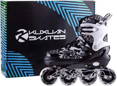 Miniatura 6 de Kuxuan Patines en línea ajustables para niños con ruedas iluminadas, divertidos patines iluminadores para niños, niñas y jóvenes