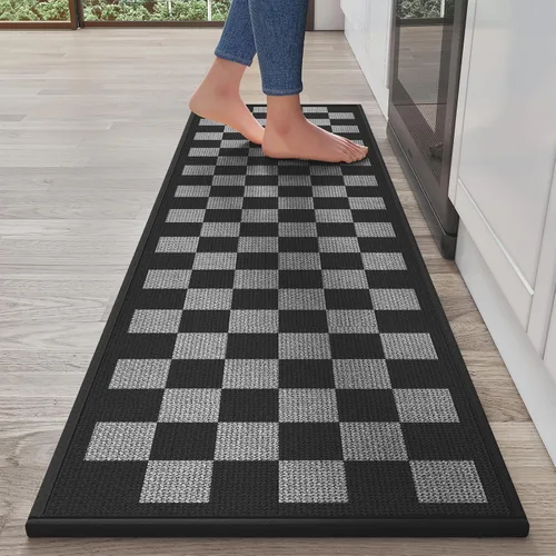 Miniatura 20 de YDKGL Tapetes de cocina para piso, alfombras de cocina súper absorbentes, antideslizantes, lavables, de lino sintético suave trenzado, alfombra