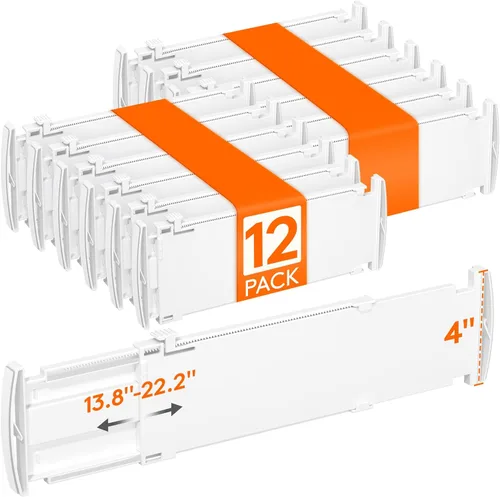 Miniatura 16 de Lifewit Separadores de cajones para ropa, 3.2 pulgadas de alto, 10.5 a 16.5 pulgadas, organizadores de cajones expandibles, separadores de plástico
